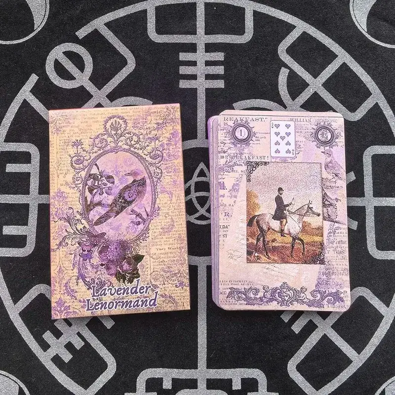 Dek Lavender Lenormand - Kad 9*6sm 36 dengan Ilustrasi Botani Vintaj Alternatif Tarot Estetik Ungu Shabby Chic