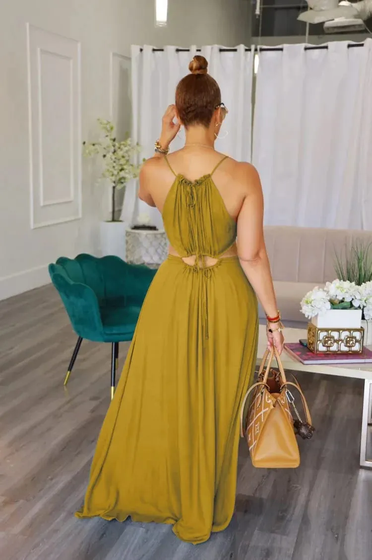 2025 Women's Dress Summer Holiday Solid Long Dresses Sexy Drawstring Lace Up Sleeveless Vestidos Para Mujer Club Party Outfits — image 5