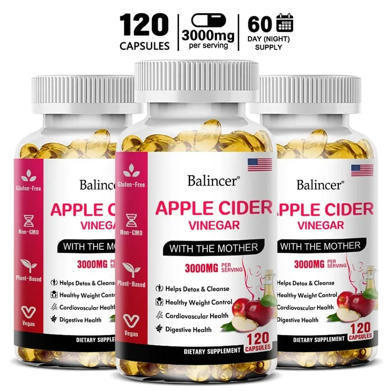Balincer Apple Cider Vinegar Capsules 3000mg Detox & Cleanse Fat Burning Healthy Weight Management Supplement Non-GMO — image 1