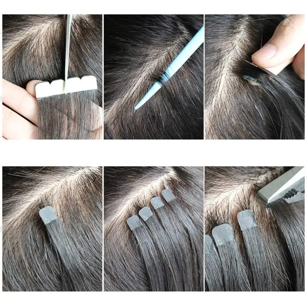 Straight Mini Tape In Human Hair Extensions 16-26 Inches 100% Natural Real Invisible Adhesive Tape Ins For Women — image 6