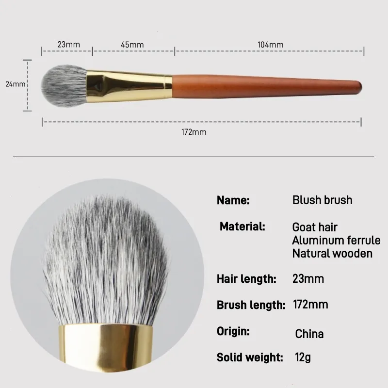 Blush Brush Highlighter Face Shadow Makeup Brushes Natural Goat Blusher Essential Cosmetic Tools — image 2