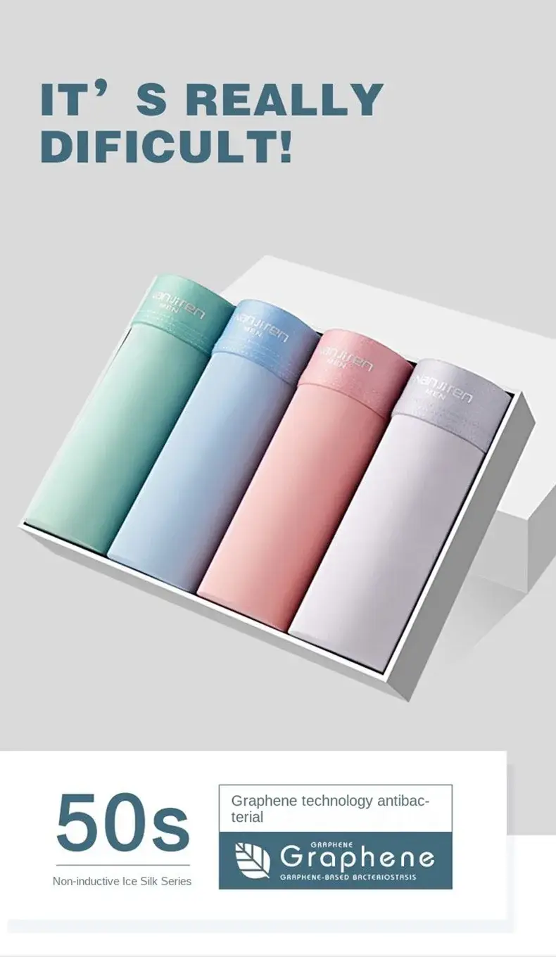 4Pcs Men's Underwear Ice Silk Mesh Boxer Shorts Sexy Panties Man Underpants Thin Male U Convex Lingerie Wholesale Lots L-6XL — image 2
