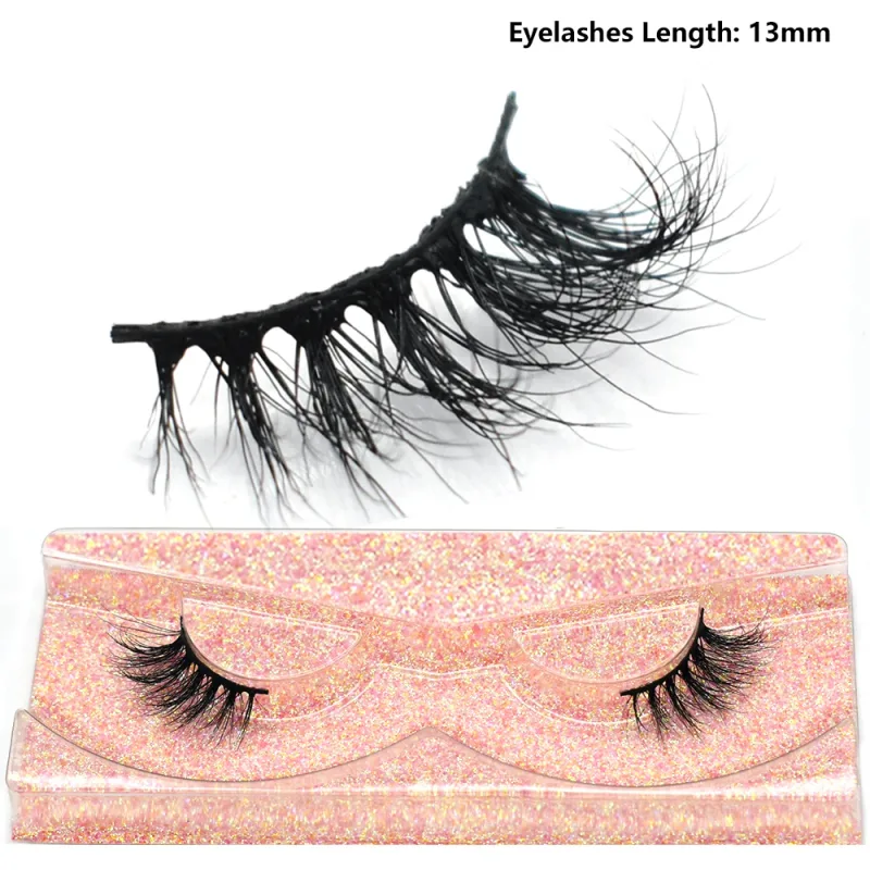 Demi-cils naturels 3D en vison, courts, duveteux, vaporeux, bande croisée, doux, Extension, maquillage — image 47