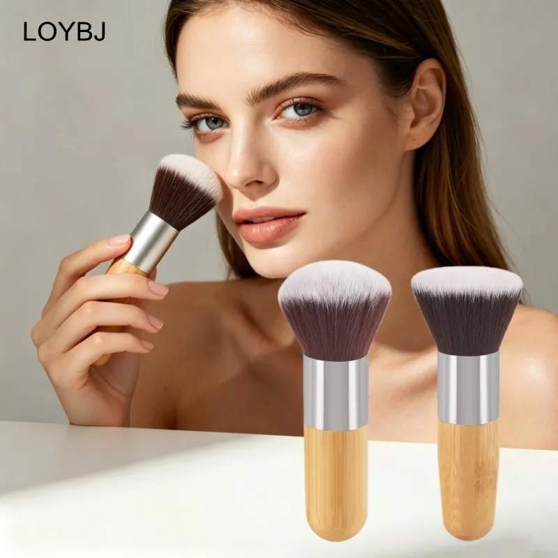 Bamboo Handle Foundation Brush Loose Powder Makeup Borstar Blush Contour Liquid Foundation Cream Professionell ansiktsskönhetsverktyg — image 1