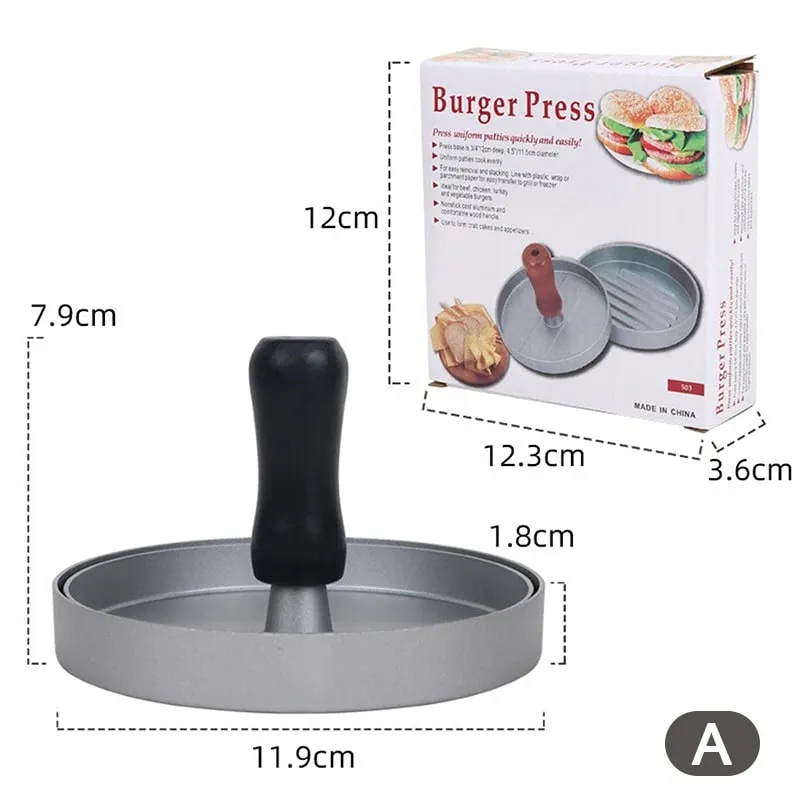 Burger Press Stainless Steel Smash Hamburger Presses Meat Mold for Deli Meats Kitchen Accessories Patties Meat Masher Circular