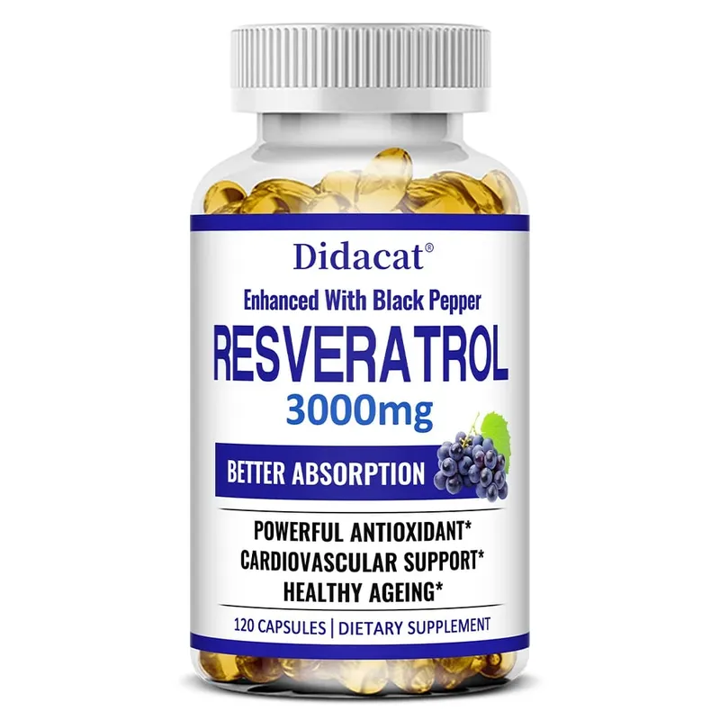 Resveratrol 3000 Mg Antioxidant Supports Brain Immune Joint and Cardiovascular Health Improves Skin Gluten Free Non-GMO — image 9