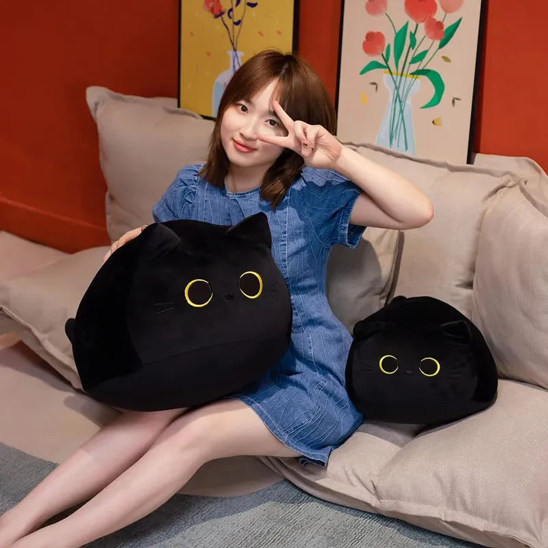 18cm/40cm/55cm Black Cat Shaped Soft Plush Pillows Doll Lovely Cartoon Animal Stuffed Toys Girls Birthday Gifts Ornaments — image 6