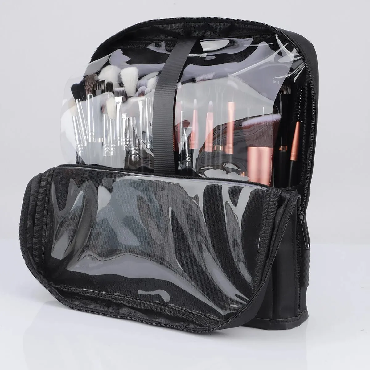 High Quality 14/23/29 Holes PU Cosmetic Makeup Brushes Pouch Portable Black Waterproof Oxford Beauty Brush Bag Organizer — image 5