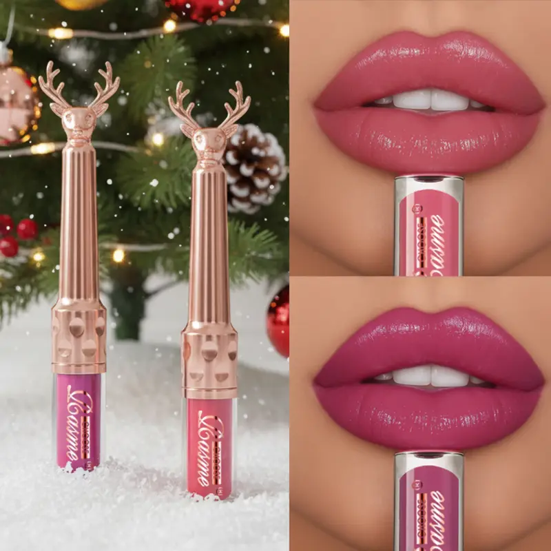 Moisturizing Cream Lip Gloss Höst/vinter Fuktgivande flytande läppstift Långvarig Icke fet läppmakeup Julbrun — image 2