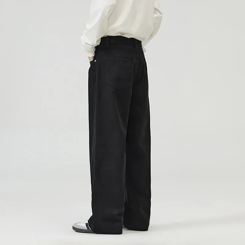 100% Cotton Men's Baggy Straight Jeans Comfortable Soft Casual Pants Fashion Korean White Brown Denim Trousers Male Clothing — image 6