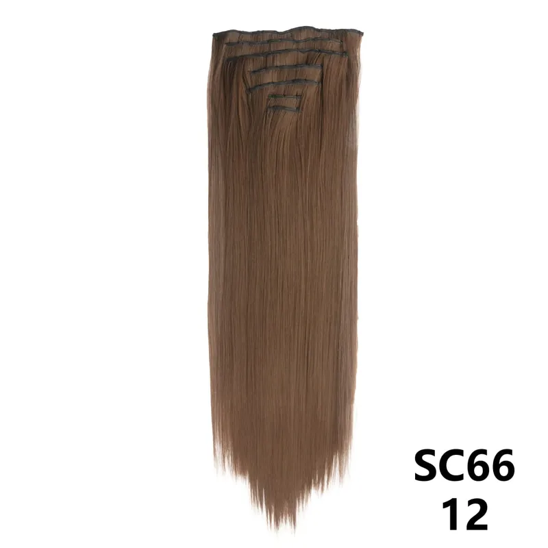 Long Straight Synthetic 16 Clips In Hair Extensions 7Pcs/Set High Temperature Fiber Black Brown Blonde Hairpiece For Women — image 17