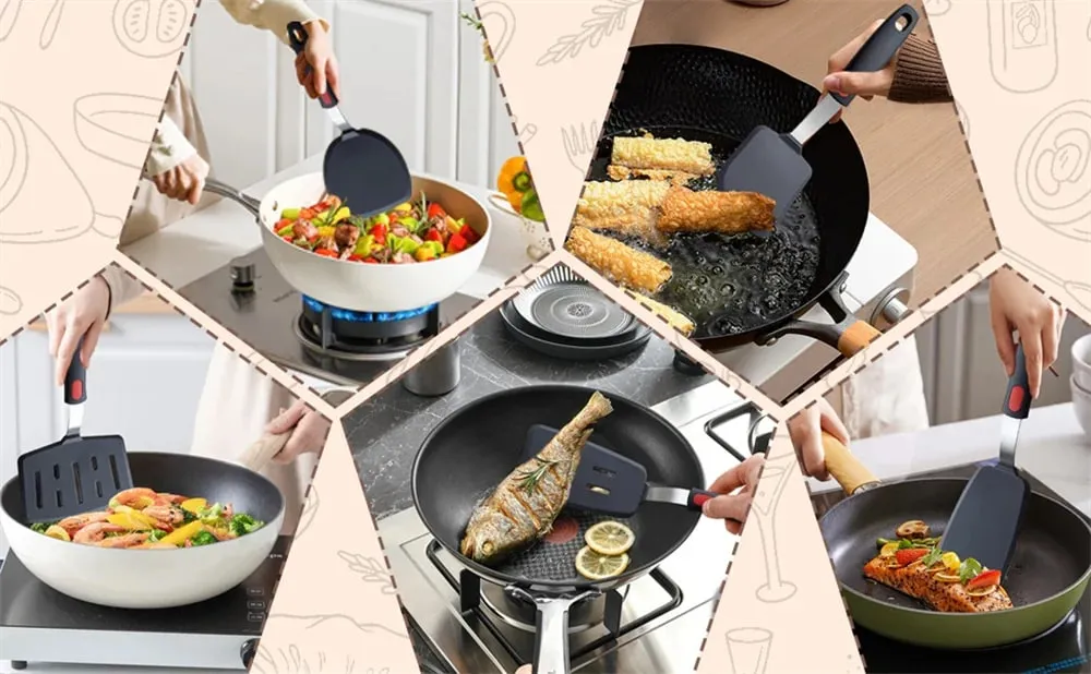 Silicone Spatula for Non Stick Pots High-temperature Resistant High Quality Stir Spring Steel Fry Spatula Tools Kitchen Utensils