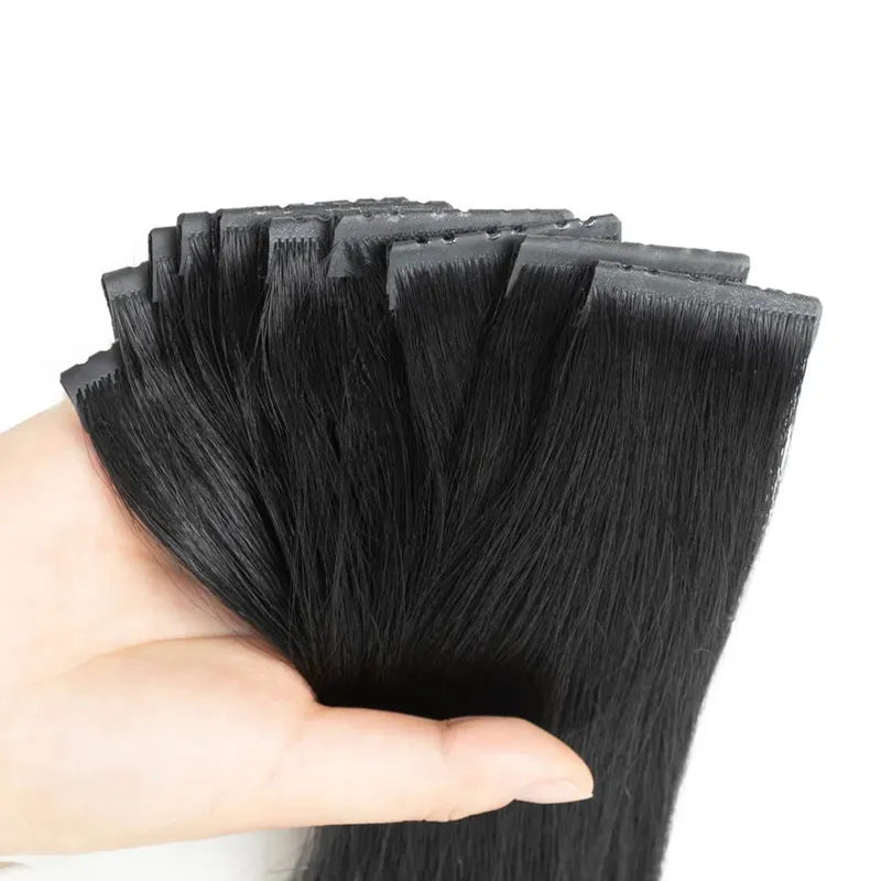 Brown Invisible Twin Tabs Hair Weft Human Hair Extensions Straight Inject PU Hole Weft Microlinks XO Weft Blonde 10pcs/Pack — image 9