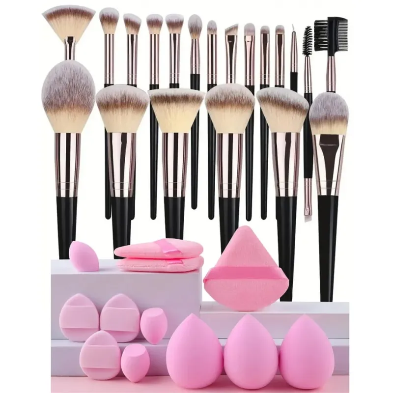 3-20PCS Makeup Brushes Set Eye Shadow Foundation Blush Highlighter Concealer Brush Female Beauty Tool Beauty Sponges Thumb Puffs — image 17