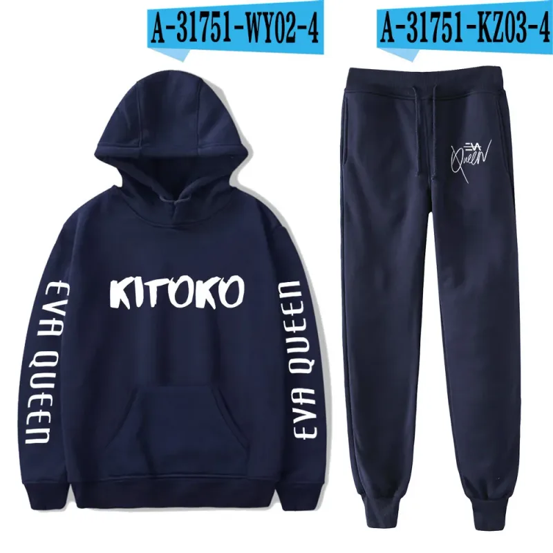 Hip Hop สบาย Eva Queen พิมพ์เสื้อกันหนาว Sweatpants ชุด Hoodies + กางเกงชุดชาย/หญิง 2 ชิ้นชุดเสื้อผ้า — image 36