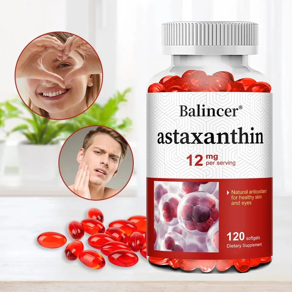 Balincer Astaxanthin Capsules 12mg Promotes Cardiovascular Health and Accelerates Metabolism Supporting Eye Joint & Skin Health — image 1