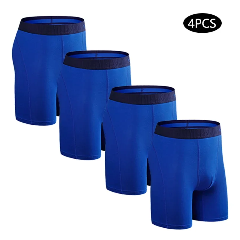 4pcs Long Boxers for Men Underwear Plus Size Men's Panties Sexy Long Leg Underpants Cotton Mens Boxer Shorts Fashion Male Trunk — image 26