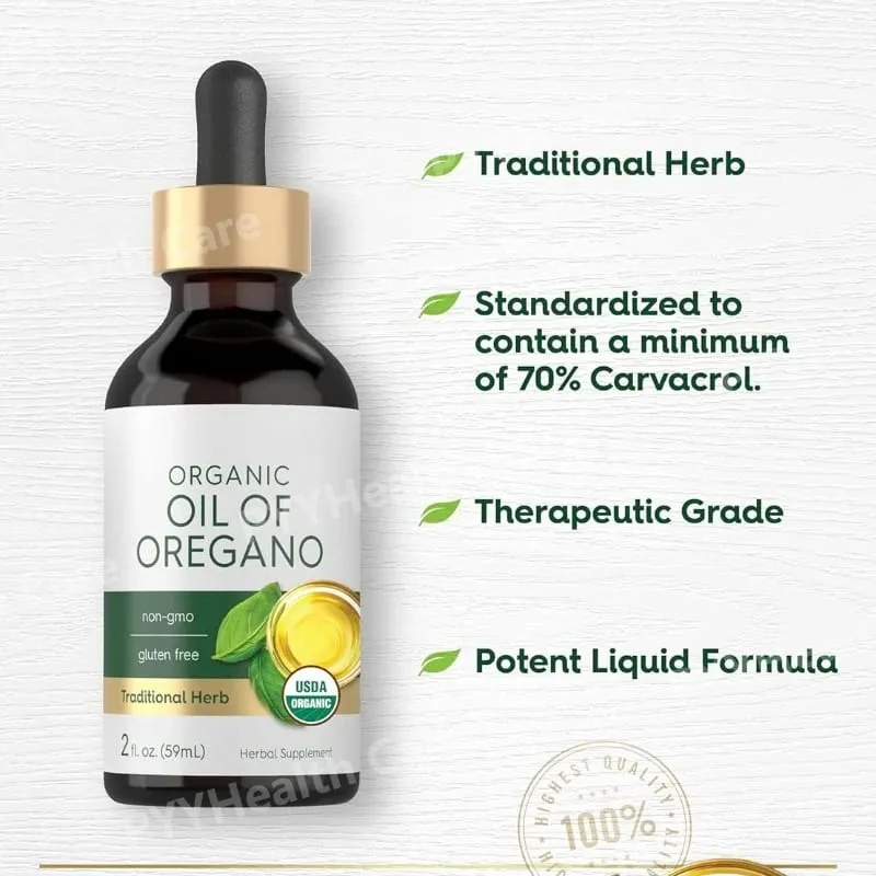 Organic Oil of Oregano Liquid Drops Vegan Herbal Supplement Pang-araw-araw na Nutritional Support 60ml Bawat Bote
