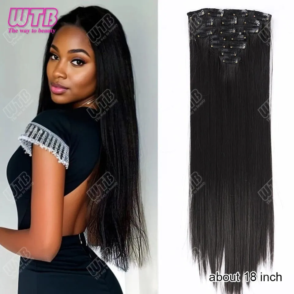 Clip In Hair Extensions Synthetic Hair 12Inch 4 PCS Set Wavy Curly Hair Extension Synthetic Hairpieces For Women Girls Daily Use — image 13