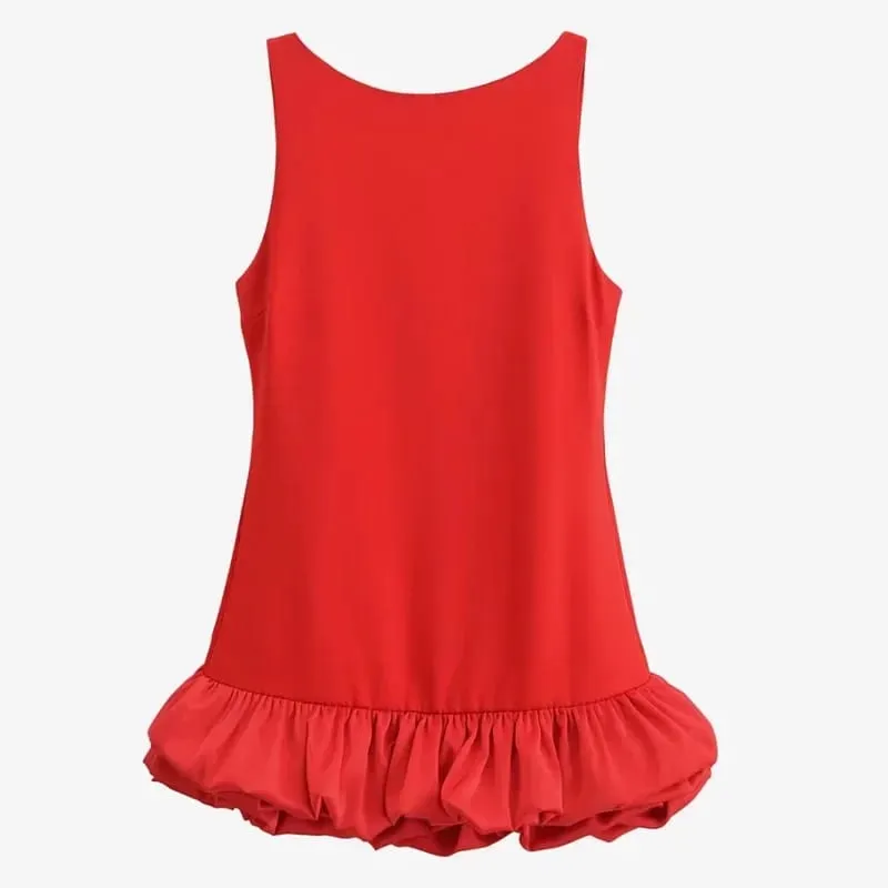 White Short Dress Women's Ruffle Backless Party Dresses Black Red Sleeveless Bodycon Mini Dress Woman Summer Sexy Vestidos — image 8