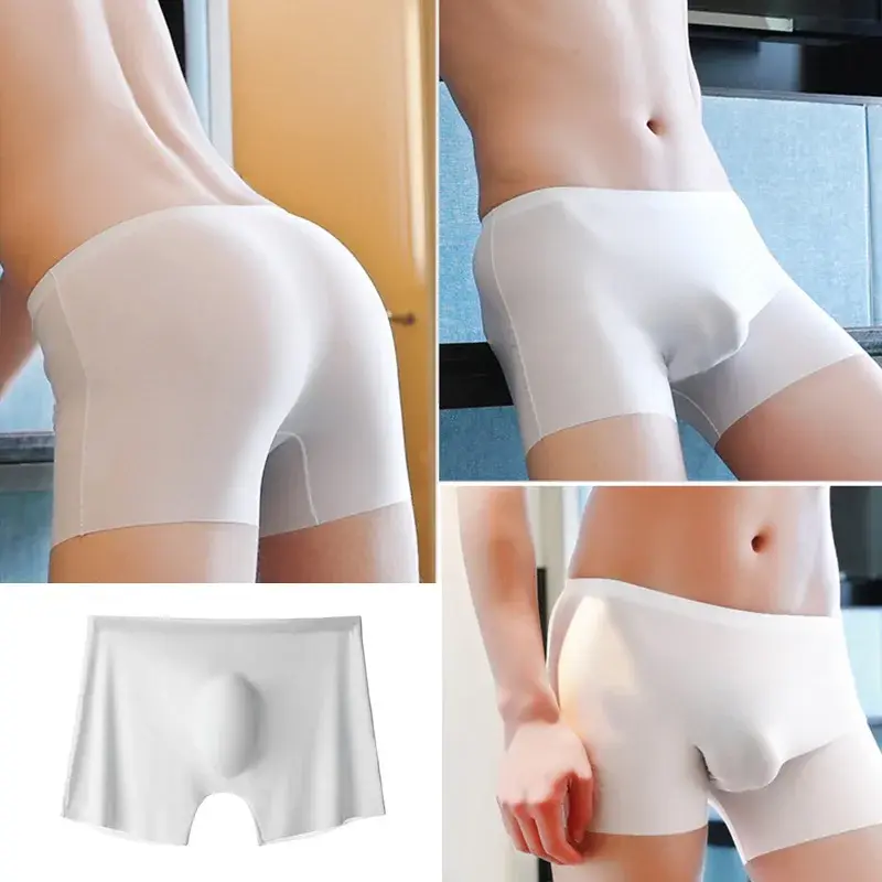 Men Underwear Soft Seamless Ice Silk Boxershorts Summer Ultrathin Underpants Elastic Transparent Panties Male Boxer Pants — image 2