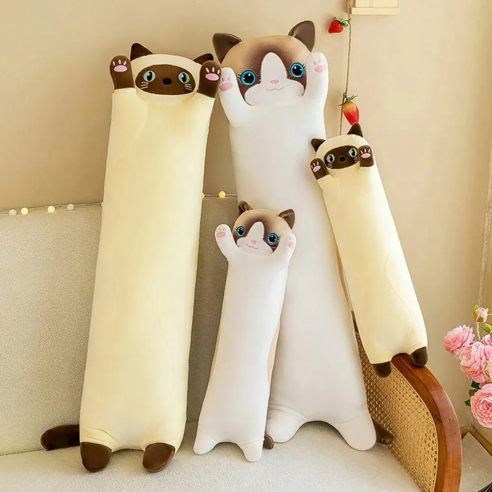 Lindo gato de peluche de 50/70cm, almohada larga y encantadora para dormir, Animal relleno creativo suave, decoración del hogar — image 2