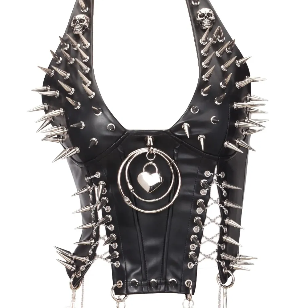 Goth Top Y2K Clothes Women's Tanks Emo Clothing Gothic Boho Tops with Spikes Punk Rock Teens Festival Spiked Bra Grunge T Shirt — image 9