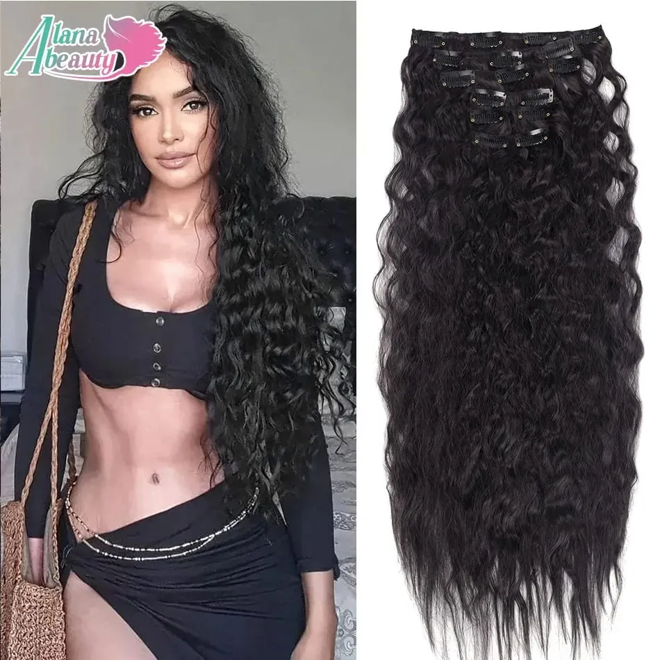 Synthetic Long Wavy Clip In Hair Extensions 20" Thick Hairpiece 6pcs/set For Women Brown Blonde Black Natural Fake Fiber Hair — image 13