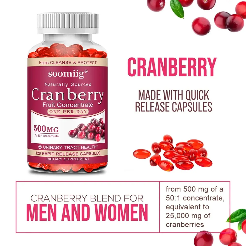 Organic Cranberry Capsules - Rich in Vitamin C Support Urinary Tract and Bladder Health Promote Cleansing Detoxification — image 4