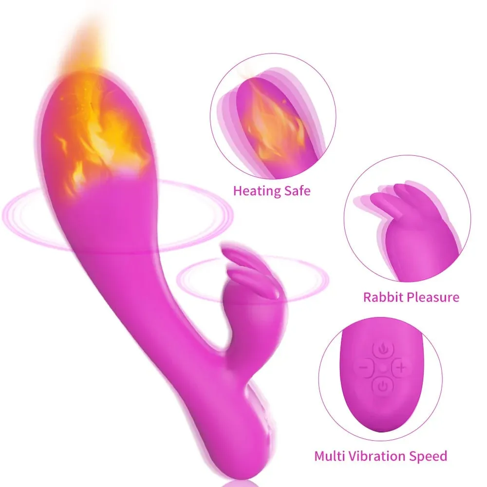 USB Charging Heating AV Rabbit Dildo Vibrator Vagina Clitoris Stimulator G-Spot Adult Game Sex Toys for Women Female Masturbator — image 3