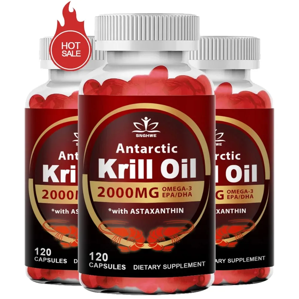 2000Mg Krill Oil Phospholipid Omega-3 EPA & DHA Phospholipids and Astaxanthin for Joint Brain Immune and Cardiac Support Diet — image 1