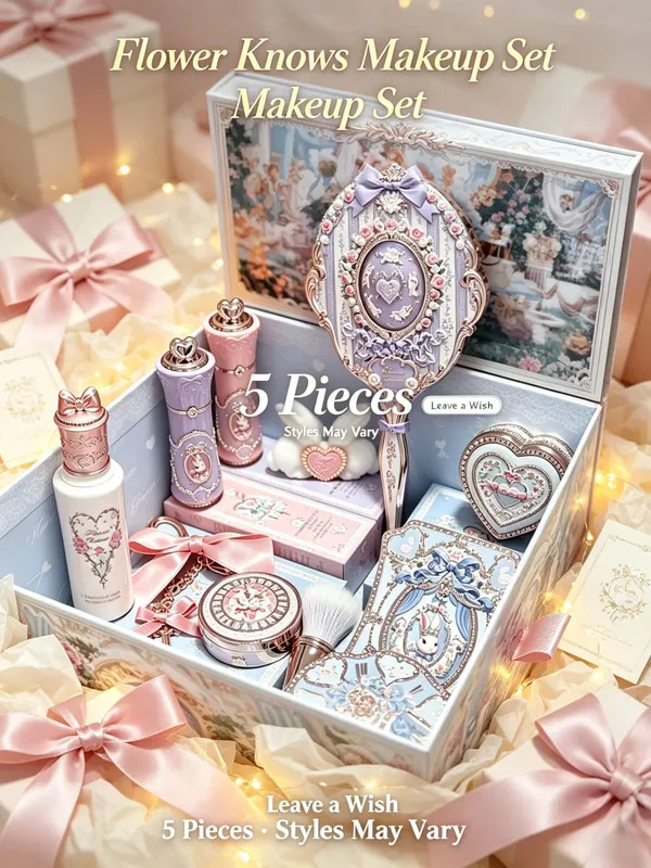 Flower Knows 5Pcs Full Face Makeup Gift Set Lip Gloss Eyeshadow Blush Highlighter Women Daily Cosmetic Box Birthday Holiday Gift — image 2