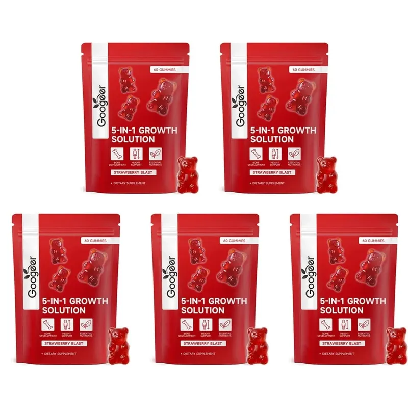 Googeer Solution de croissance 5 en 1 Gummies pour le développement osseux et le soutien de la taille Vitamine D3 K2 Calcium Strawberry Blast 60 Gummies — image 11