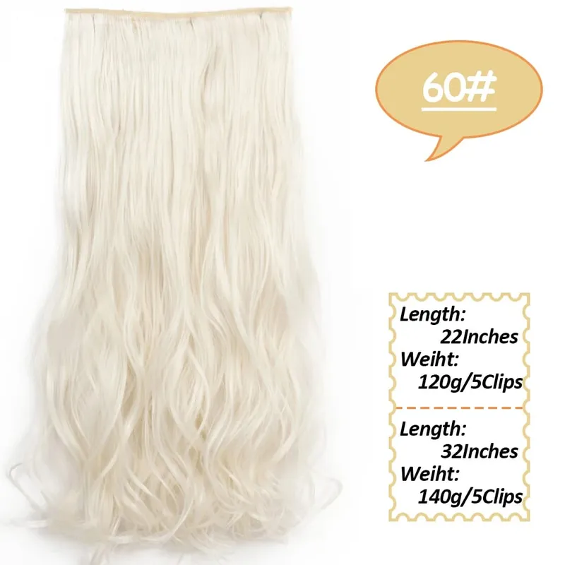 5 Clips Long Wavy Clip In Hair Extensions Synthetic Heat Resistant One Piece False Blonde Hair Black Brown Hairpiece For Women