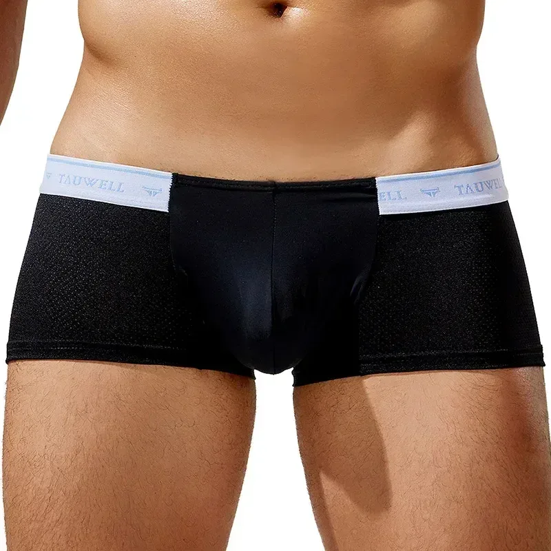 Men's Boxy Underwear Ice Silk Mesh Breathable Comfort Quick Dry Elastic Sports Trunk Youth Low-rise U Convex Pouch Boxer Shorts — image 4