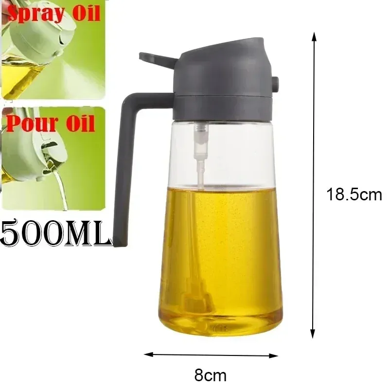 2in1 500ml Plastic Spray Oil Sprayer Bottle Spray Oil Dispenser Oil Jar Cruet BBQ Kitchen Baking Roasting Picnic Kitchen Tool — image 13