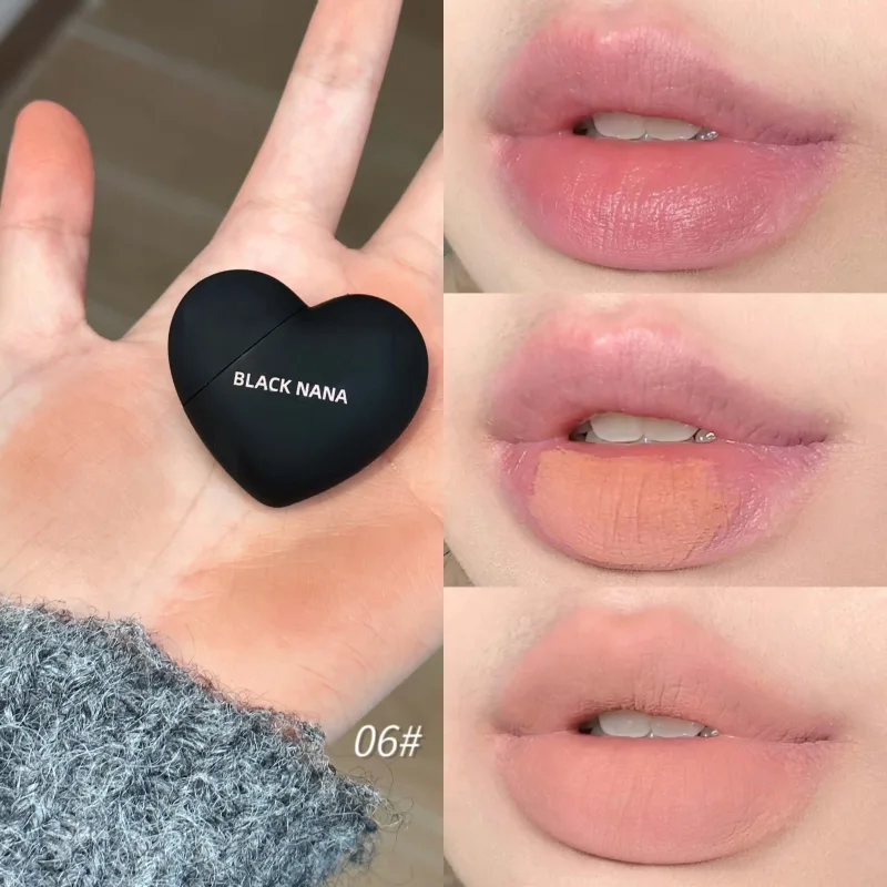 Mini Black Silver Heart Velvet Matte Lipstick Lip Mud Lip Gloss Nude Waterproof Lasting Lip Tint Cosmetic Makeup — image 10