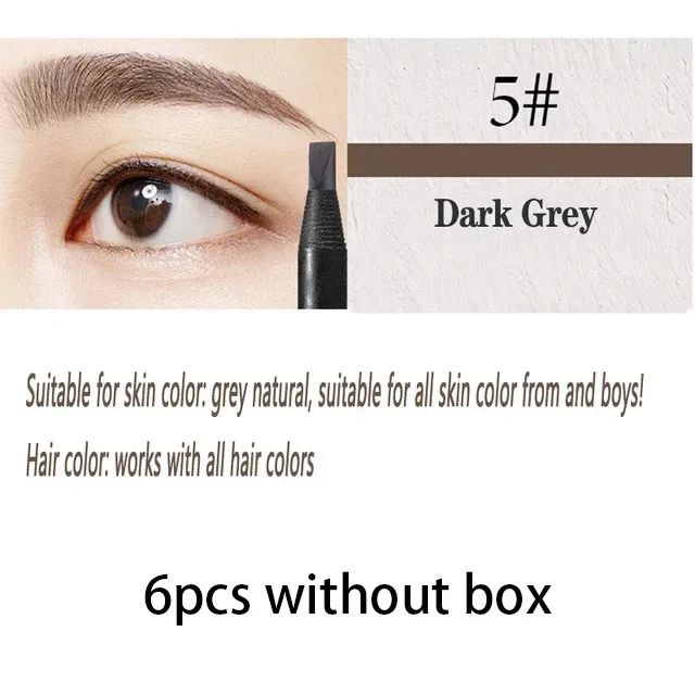 6/12PCS Eyebrow Pencil Hard Core Wholesale Makeup Pull Line Haozhuang Brand Permanent Peel off White Black Waterproof Natural — image 16