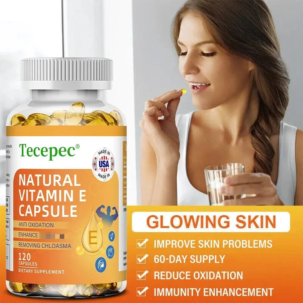 Vitamin E Capsules Helps Blood Birculation and Antioxidant & Brightens Skin Tone Daily Vitamin Supplement Beauty Health — image 6