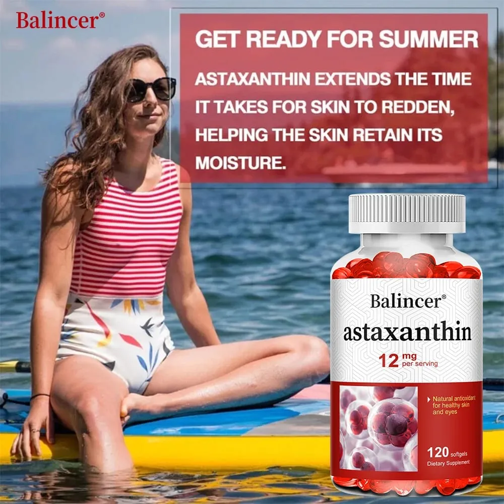 Balincer Astaxanthin Capsules 12mg Promotes Cardiovascular Health and Accelerates Metabolism Supporting Eye Joint & Skin Health — image 2