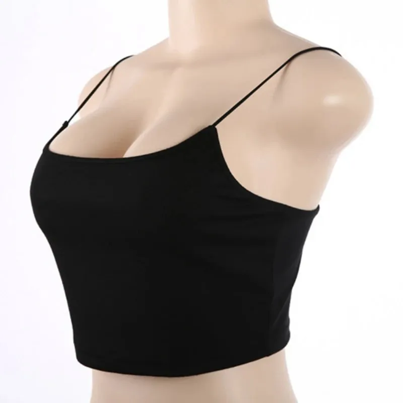 Sexy Crop Top Women Summer Camis Straps Sleeveless Tanks Tops Solid Fitness Bustier Fashion Black Camisole Unpadded Bandeau Vest — image 3
