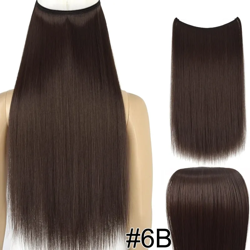 Synthetic Heat Resistant Hair Silky Straight Elasticity Invisible Wire Hair Extensions 8006 — image 12