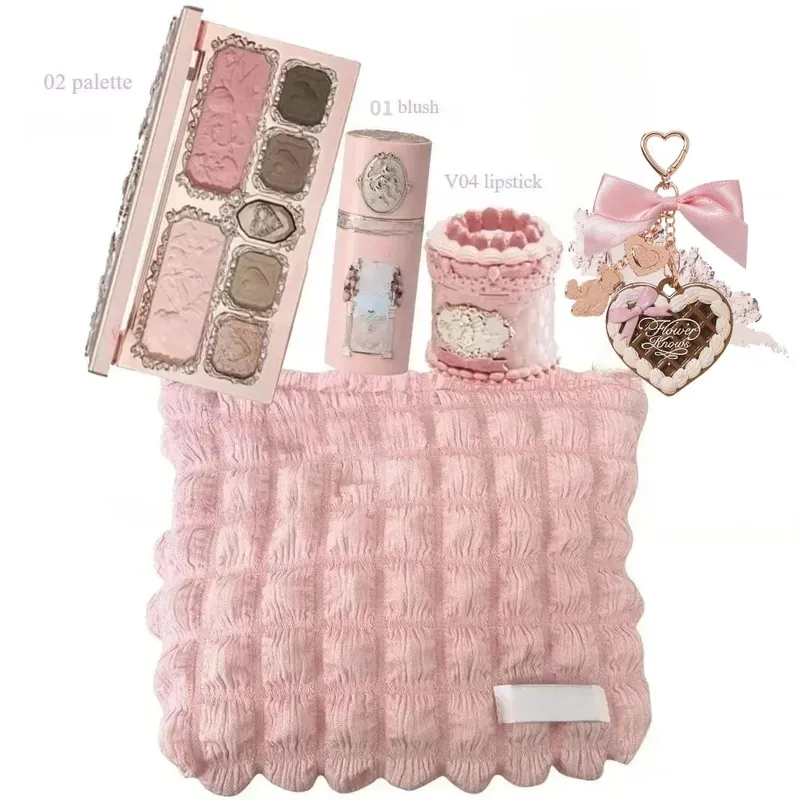 Makeup Set Flower Knows Swan Ballet Series Six Color Eyeshadow Palette Embossed Blusher Shine Lipstick Kit With Bag All In — image 6