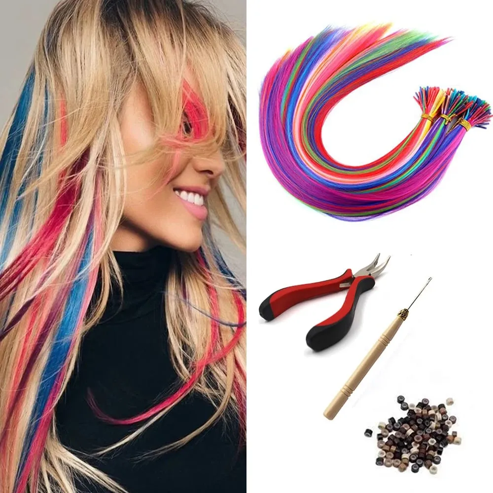 Synthetische farbige I-Tip-Stick-Haarverlängerungen, glattes Haar, 40,6 cm, für Frauen, hohe Temperaturen, 10 Strähnen/Packung, Farben — image 8