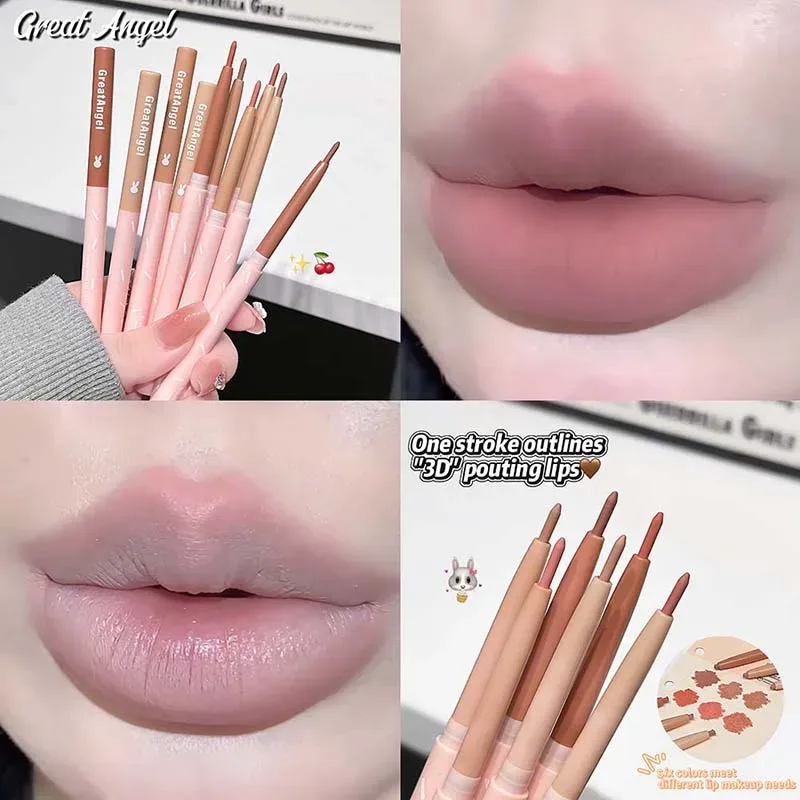 Korean Lip Liner Waterproof Matte Lip Liner Pencil Non-stick Cup Smooth Lip Contour Pen Nude Pink Brown Lip Makeup For Women — image 5