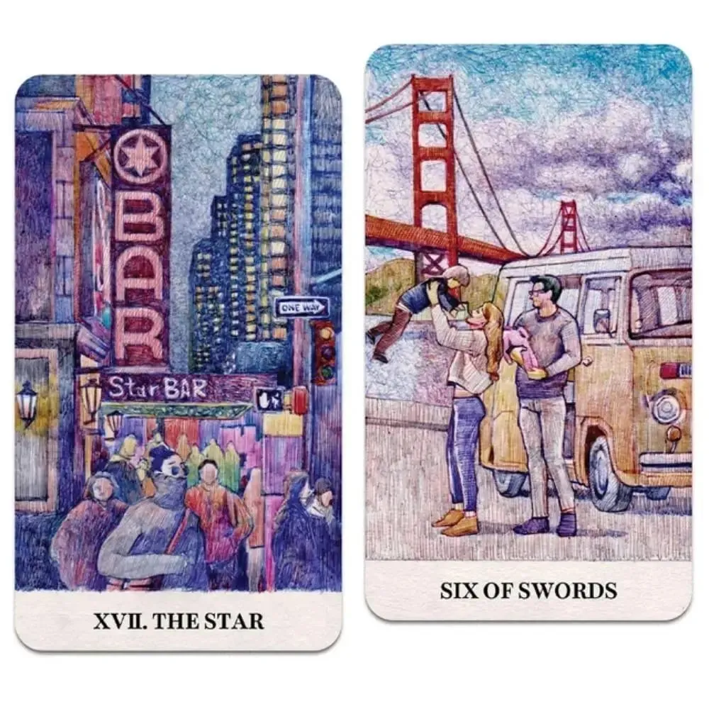 12*7cm城市迷宮塔羅牌78張塔羅牌| Indy Tarot 鋼筆描繪 2000 年代初紐約生活 — image 5