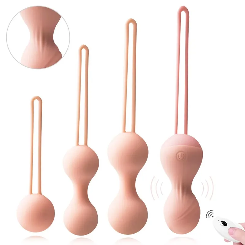 3/4pcs Kegel Vagina Balls Vibrator Wireless Remote Silicone Dumbbell Shrink Exercise Vibrating Eggs Sex Toys For Women Massager
