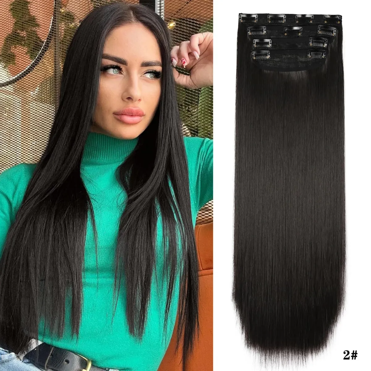 Leeons Wavy Clip In Hair Extensions 4 PCS Natural Soft Long Wavy Hairpieces Thick Double Weft Clip In Hair Extensions For Woman — image 24