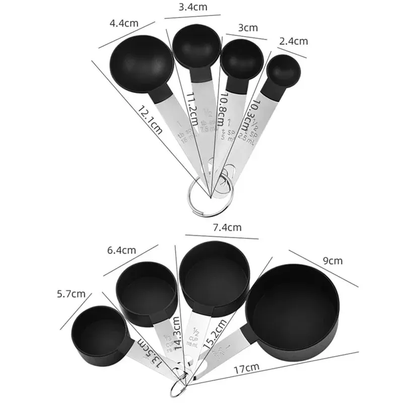 4/8PCS/Set Plastic Multi Purpose Measuring Cup Measuring Spoon Stainless Steel Handle With Graduated Measuring Baking Tools — image 6