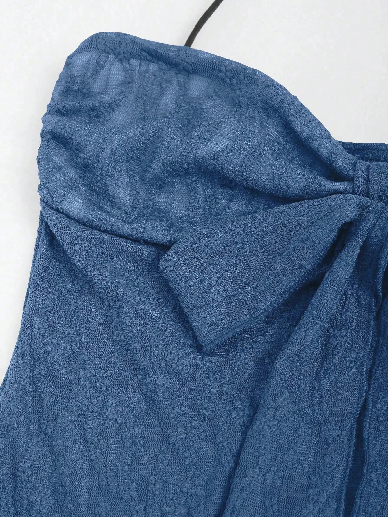 Wanita Halter Sayang Leher Depan Busur Ruched Renda Slim Fit Hem Tidak Teratur Cami Top dengan Built In Bra 2026 liburan Musim Panas Solid — image 6
